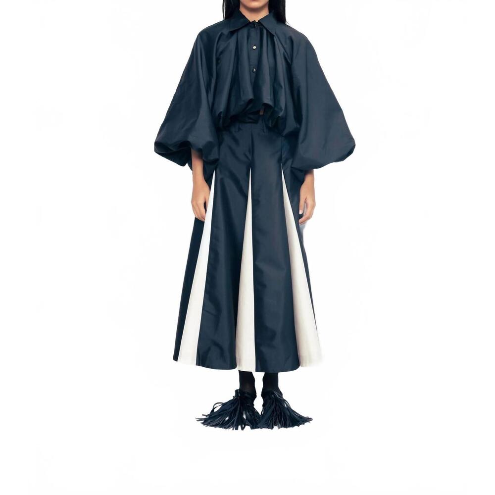 NEW LOVEBIRDS godet midi skirt in onyx ivory